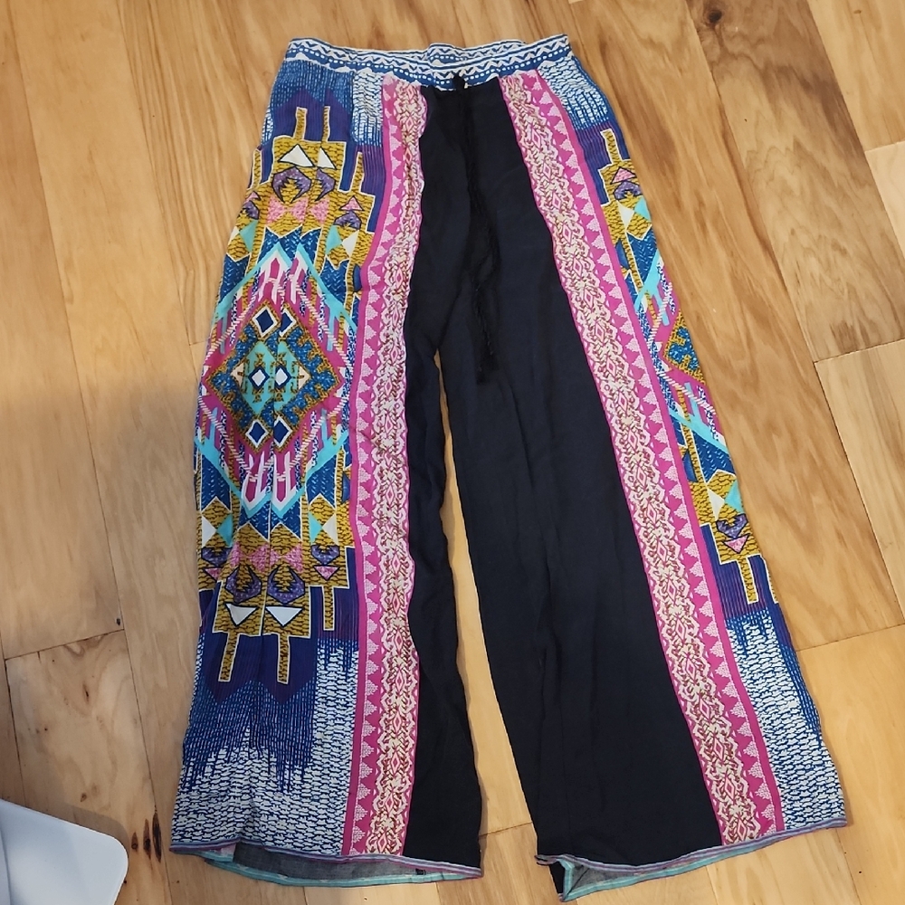 Flying Tomato Multicolor Boho Flare Pants Petite